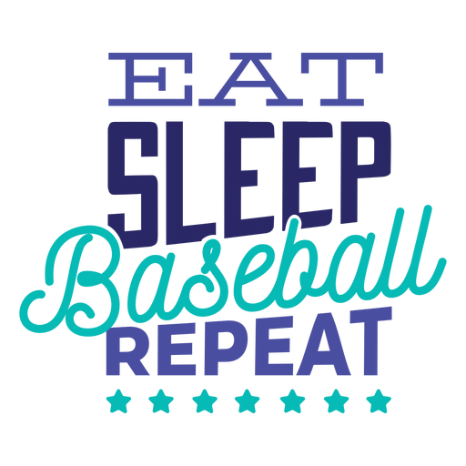 Eat sleep baseball repeat badge sticker PNG Design