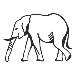 Doodle plano de cola de tronco de oreja de marfil de elefante Diseño PNG