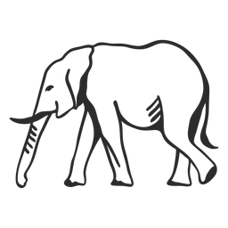 Elephant ivory ear trunk tail flat doodle