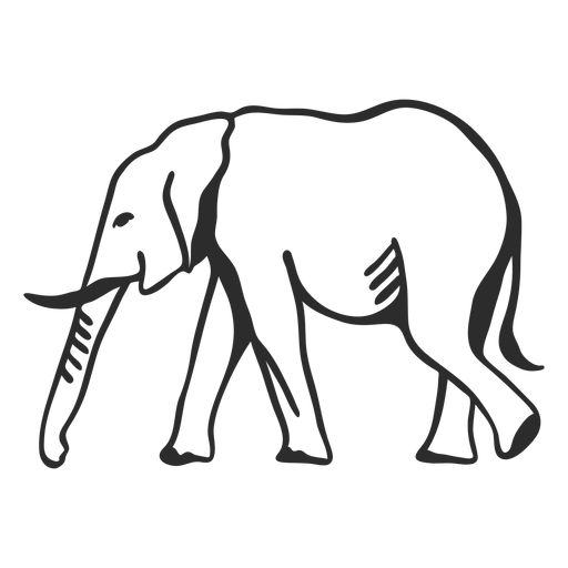 Doodle plano de cola de tronco de oreja de marfil de elefante Diseño PNG