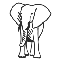 Flaches Gekritzel des Elefantenelfenbeinstamm-Ohrs PNG-Design
