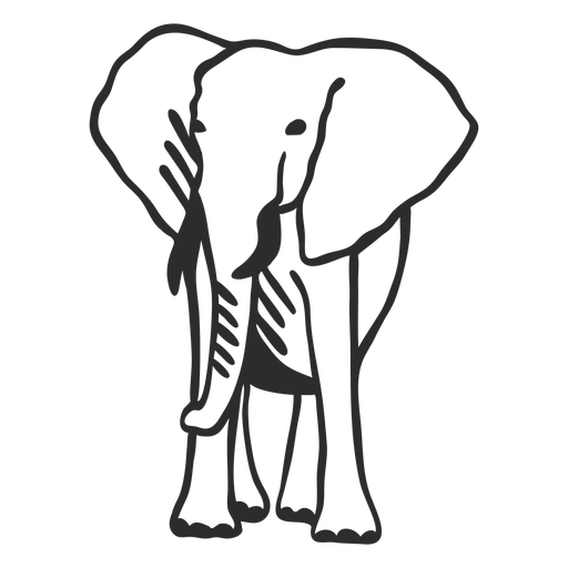 Elephant ivory trunk ear flat doodle PNG Design
