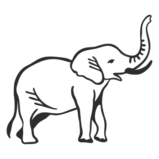 Doodle de elefante de marfim com cauda e cauda plana Desenho PNG