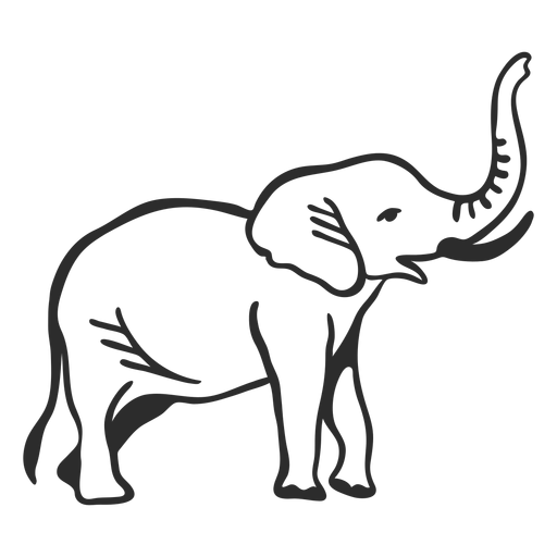 Elephant ivory trunk ear tail flat doodle PNG Design