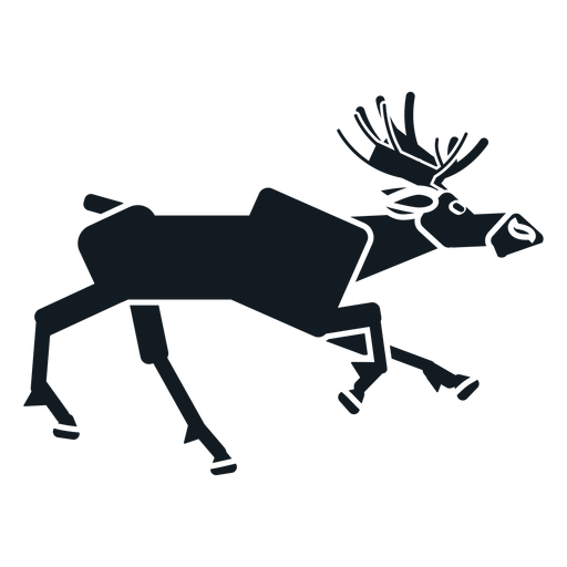 Elk moose running muzzle hoof antler detailed silhouette PNG Design