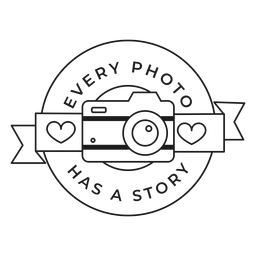 Every photo has a story camera lens objective heart badge stroke PNG Design Transparent PNG