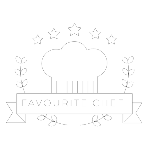 Línea de insignia de gorra estrella de rama de chef favorito Diseño PNG