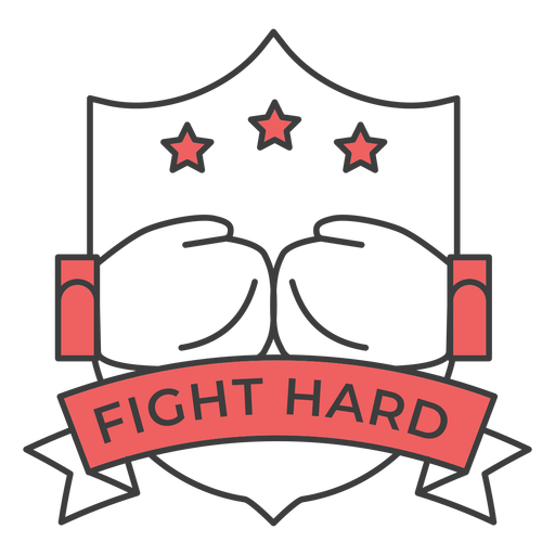 Fight hard glove boxing glove star colored badge sticker PNG Design
