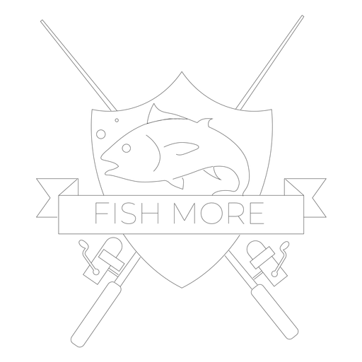 Fish more fish badge line PNG Design