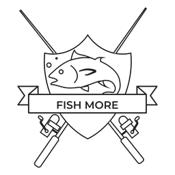 Fischen Sie mehr Fischruten-Spinnabzeichen PNG-Design Transparent PNG