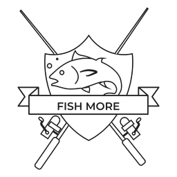 Fish more fish rod spinning badge stroke PNG Design