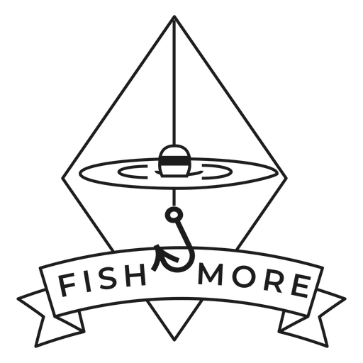 Fish more hook rhomb sea line float badge stroke