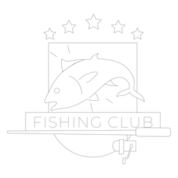 Línea de insignia de estrella giratoria de caña de pescar club de pesca Diseño PNG