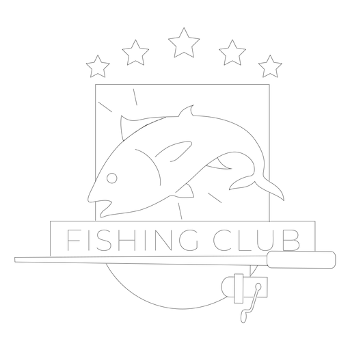 Línea de insignia de estrella giratoria de caña de pescar club de pesca Diseño PNG