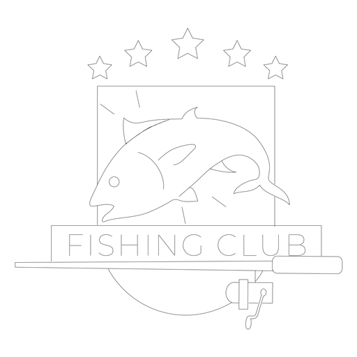 Linha de distintivo de estrela girat?ria de vara de pescar clube de pesca Desenho PNG