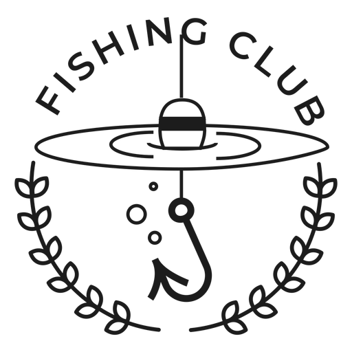 Fishing club fish rod spinning star badge stroke PNG Design