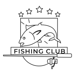 Club de pesca barra de pescado estrella giratoria insignia trazo Diseño PNG