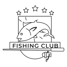 Fishing Club Fish Rod Star Spinning Abzeichen Schlaganfall PNG-Design Transparent PNG