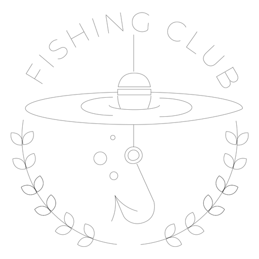 Club de pesca anzuelo rama l?nea de mar flotador insignia l?nea Diseño PNG
