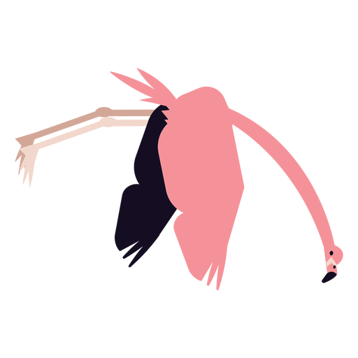 Flamingo leg beak fly pink rounded flat PNG Design