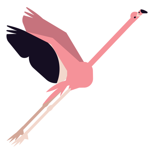 Flamingo leg beak pink fly rounded flat PNG Design