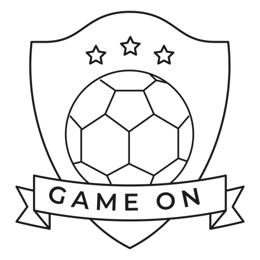 Game on ball star badge stroke PNG Design