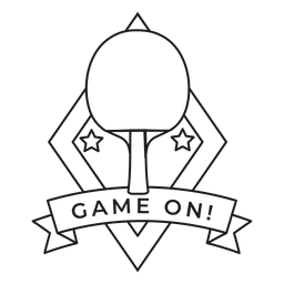 Juego en trazo de insignia de raqueta de tenis. Diseño PNG