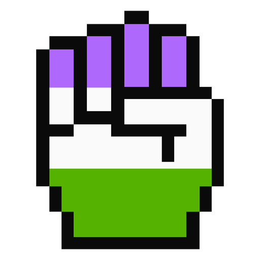 Genderqueer hand finger fist stripe pixel flat PNG Design