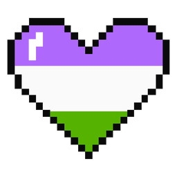 Píxel de rayas de corazón de genderqueer plano