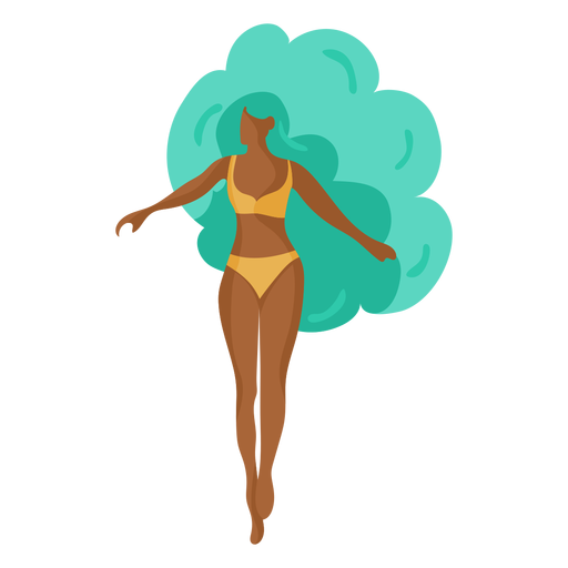 Girl women swimsuit bathing suit bra swimming trunks hair flat PNG Design