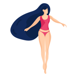 Menina mulher maiô maiô camiseta calção de banho cabelo liso Desenho PNG