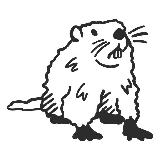 Ground hog marmot muzzle fur tooth doodle PNG Design