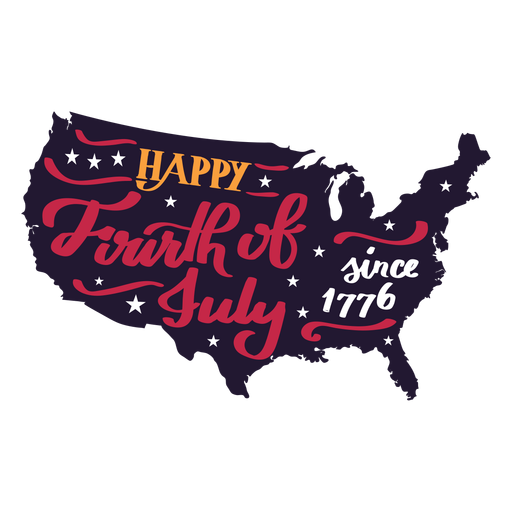 Happy fourth of july since 1776 country map sticker PNG Design