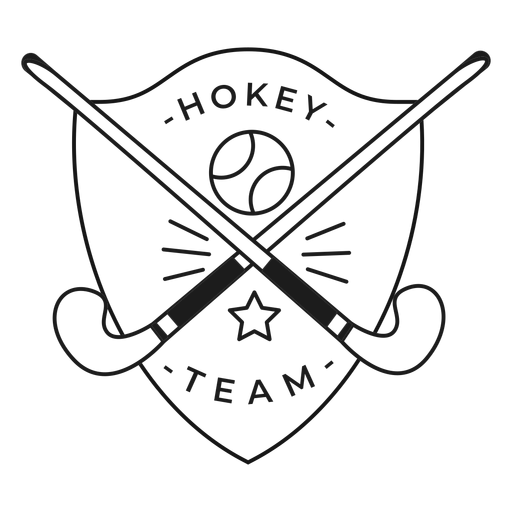 Hockey team stick ball star badge stroke PNG Design