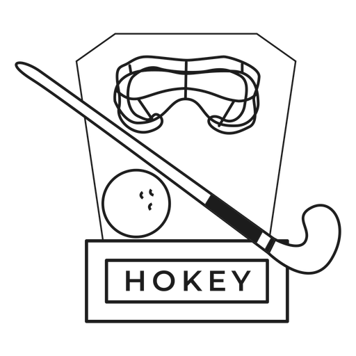 Trazo de insignia de bola de máscara de palo de hockey Diseño PNG