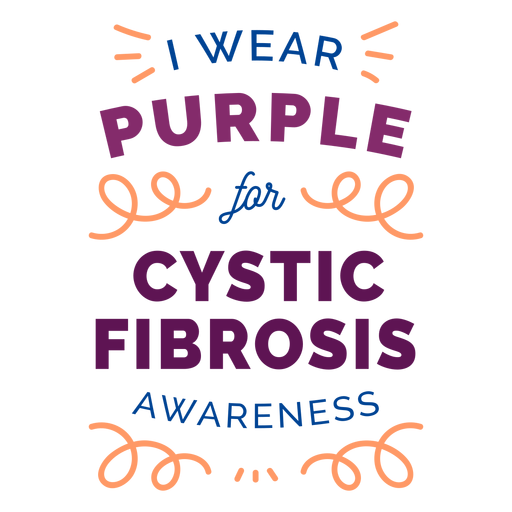 I wear purple for cystic fibrosis awareness curl badge sticker PNG Design