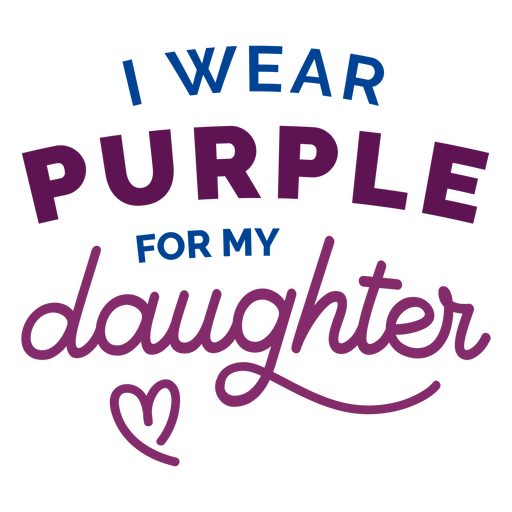 I wear purple for my daughter heart badge sticker PNG Design