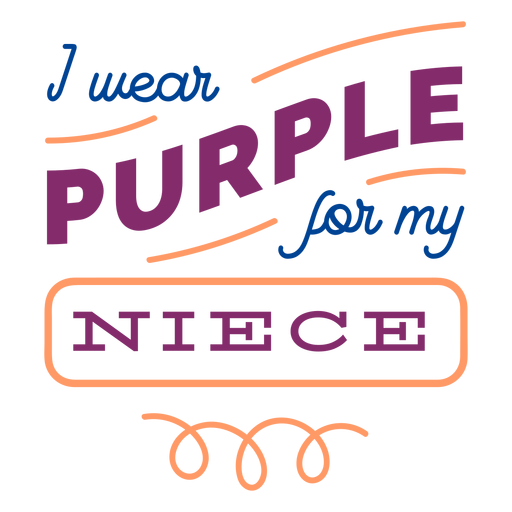 I wear purple for my niece curl badge sticker PNG Design