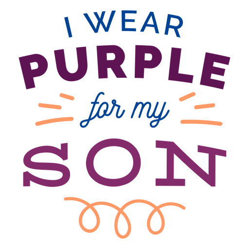 I wear purple for my son curl badge sticker PNG Design