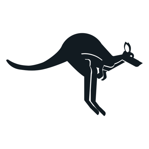 Kangaroo ear tail muzzle pouch detailed silhouette PNG Design