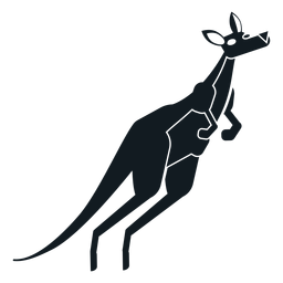 Kangaroo tail muzzle ear pouch detailed silhouette PNG Design