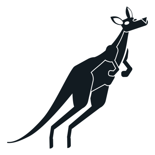 Kangaroo tail muzzle ear pouch detailed silhouette PNG Design