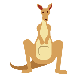 Kangaroo tail muzzle ear pouch rounded flat PNG Design