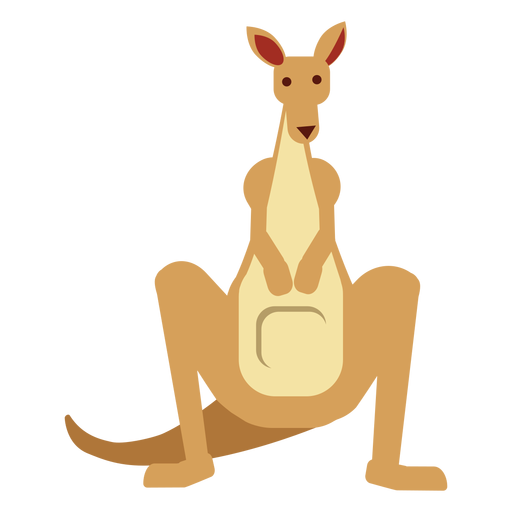 Kangaroo tail muzzle ear pouch rounded flat PNG Design