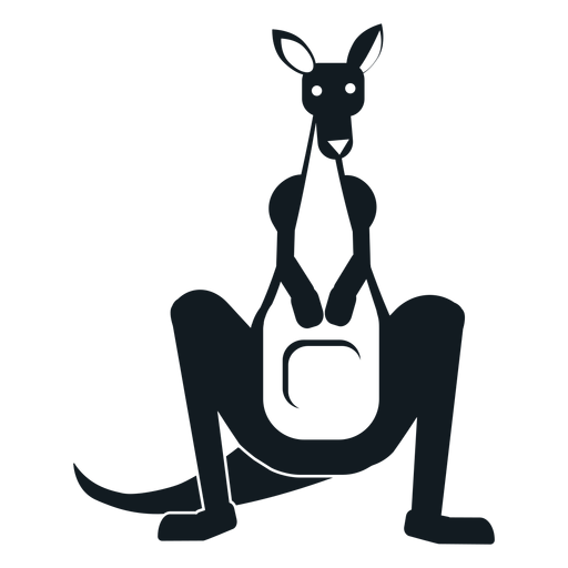 Kangaroo tail muzzle pouch ear detailed silhouette PNG Design