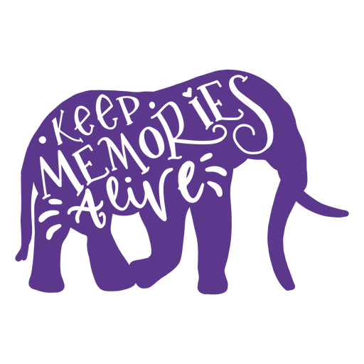 Keep memories alive elephant badge sticker PNG Design