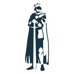 Rey espada corona manto silueta detallada Diseño PNG