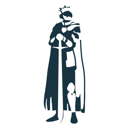 Download King sword crown mantle detailed silhouette - Transparent ...