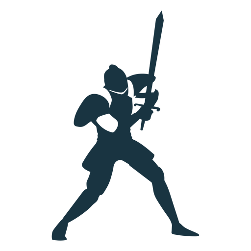 Silhueta detalhada da espada de armadura de placa de cavaleiro Desenho PNG