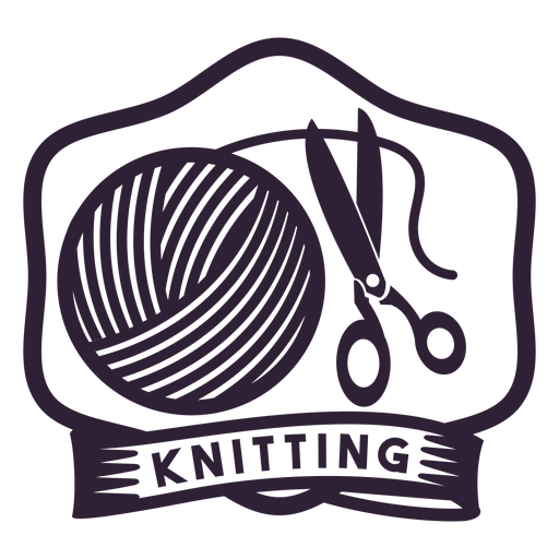 Knitting clew shears badge sticker PNG Design